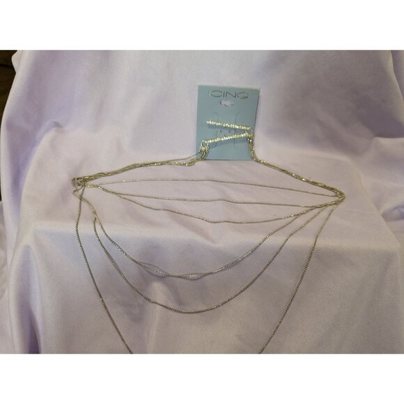 Multi-Layered Silver Hair Bobby Pins Chain Accessory By Icing - Picture 2 of 4